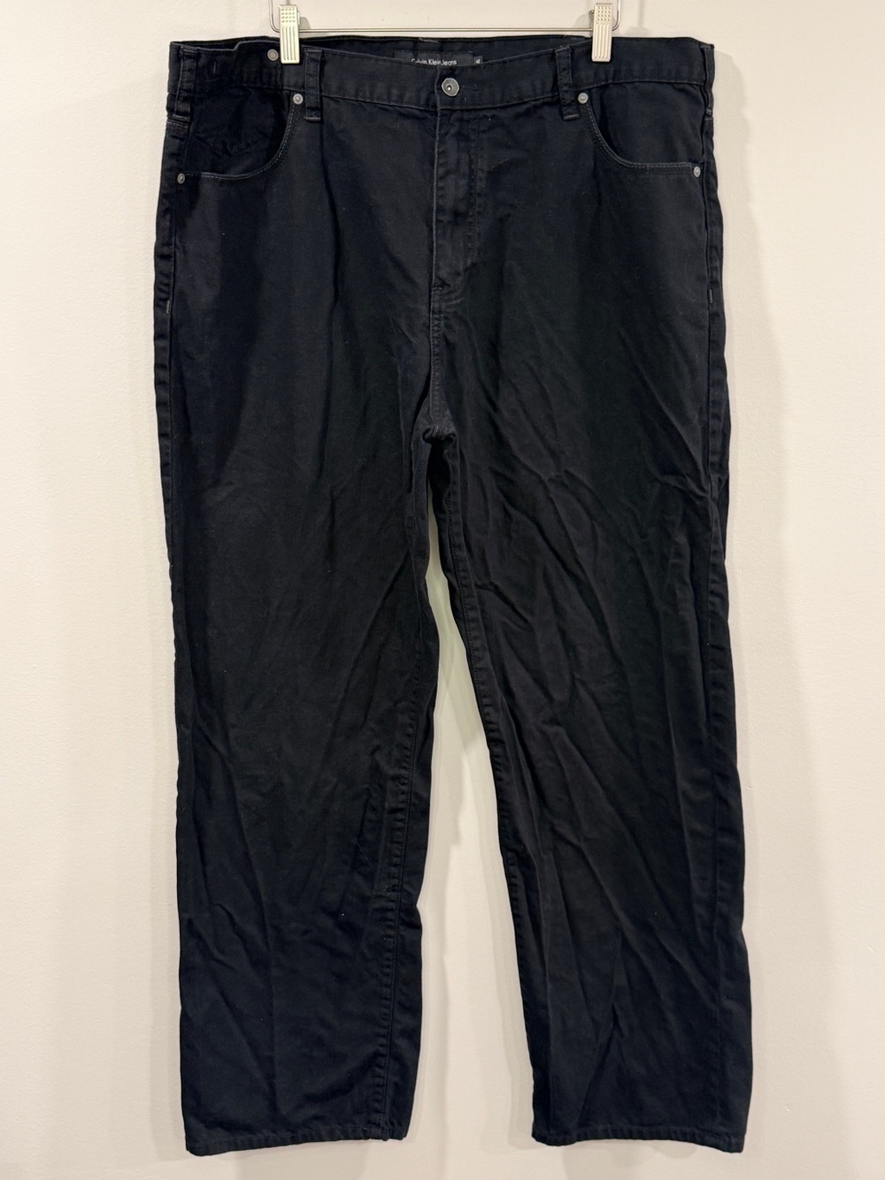 Calvin Klein Mens Black Relaxed Straight Leg Fit Jeans Size 42